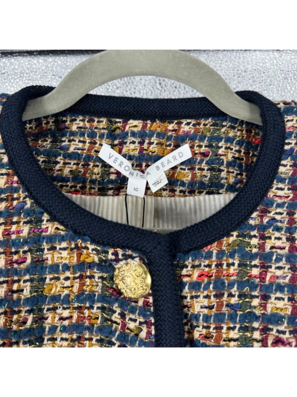 NWT Veronica Beard Lars Jacket in Camel/Blue Multi - Picture 7 of 13